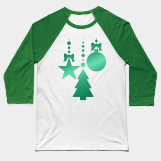 Minimal Christmas Tree Ornaments Green Gradient Baseball T-Shirt